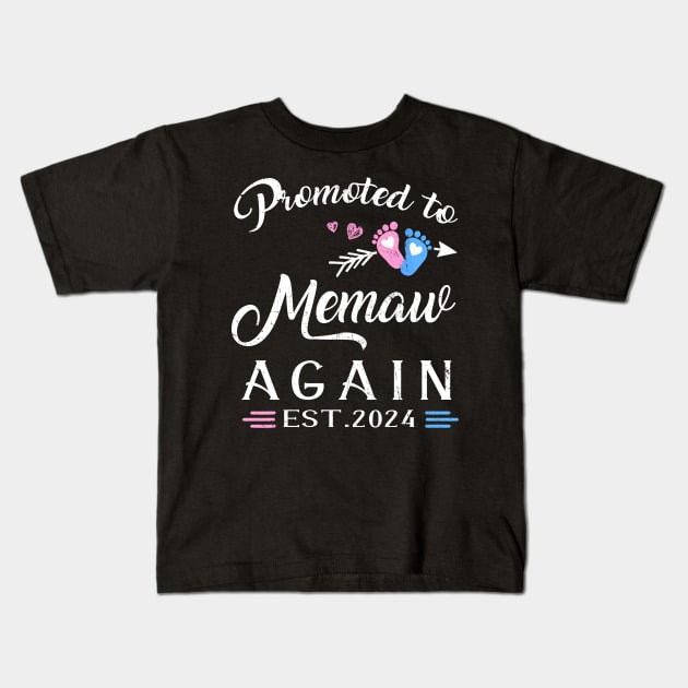 Promoted To Memaw Again Est 2024 Pregnancy Announcement Kids T-Shirt by New Hights